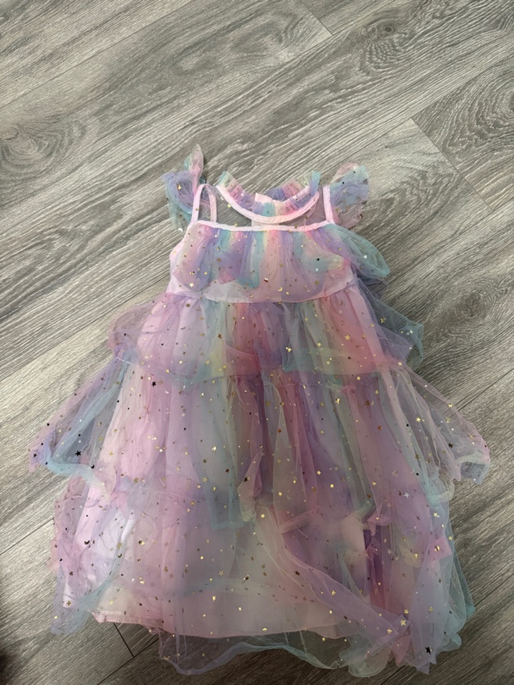 Pastel Rainbow Tulle Star Party Dress